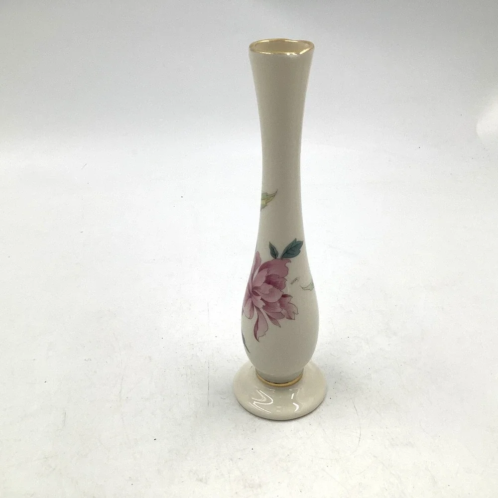 Bud Vase Barrington Collection by Lenox USA Flowers Gold Trim 7.5